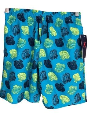 AK Seashell Print Swim Trunks Blue